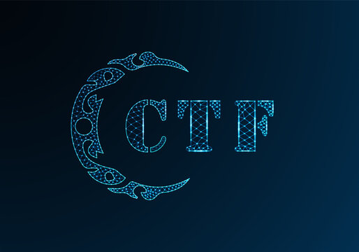 Low poly letter logo CTF design. CTF letter logo low poly vector design on blue color gradient background. CTF logo low poly design