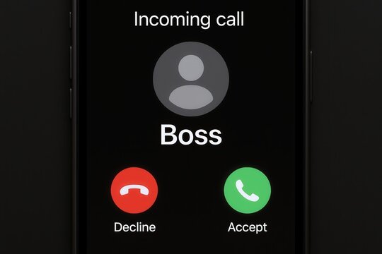 Incoming call screen with boss contact on smartphone