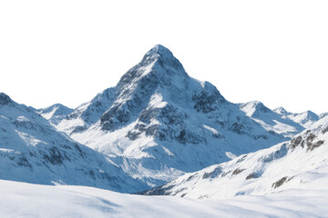 Obraz premium Snowy mountain peak dominating winter landscape with transparent background