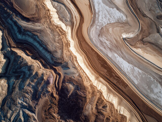 Abstract aerial view of desert and salt flat patterns