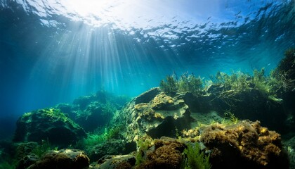captivating underwater moment with dramatic lighting and serene beauty in a tranquil aquatic environment