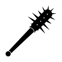 Spiked weapon medieval war club mace weapon combat antique tool silhouette
