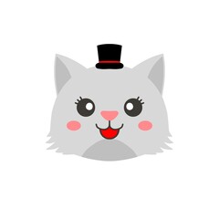 White cat with hat