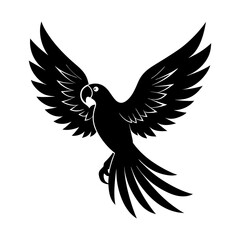 Obraz premium Flying macaw parrot silhouette tropical bird exotic wildlife art