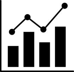 Stylized black and white graphic of a bar chart with trendline illustrating data growth.