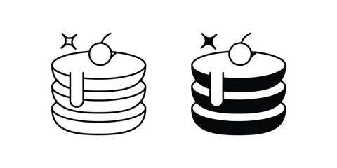 Pancakes set icon with white background vector stock illustration