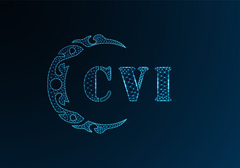 Low poly letter logo CVI design. CVI letter logo low poly vector design on blue color gradient background. CVI logo low poly design