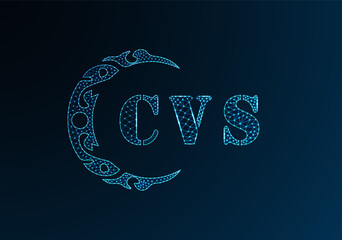 Low poly letter logo CVS design. CVS letter logo low poly vector design on blue color gradient background. CVS logo low poly design