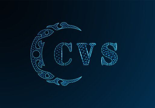 Low poly letter logo CVS design. CVS letter logo low poly vector design on blue color gradient background. CVS logo low poly design