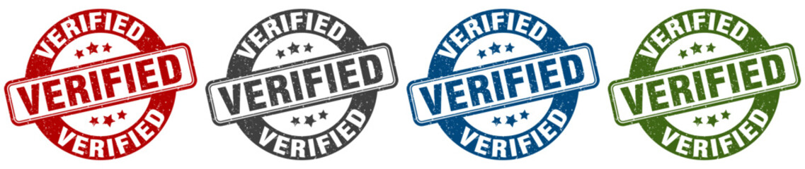 verified stamp. verified round stamp set isolated on white background