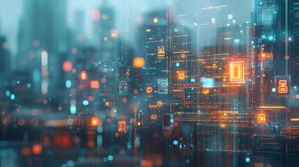 Obraz premium Digital transformation trends urban environment abstract illustration futuristic perspective technology concepts