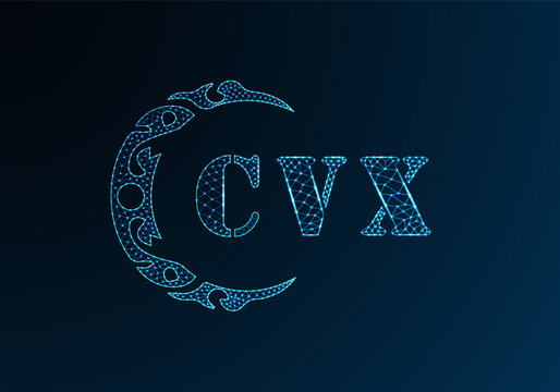 Low poly letter logo CVX design. CVX letter logo low poly vector design on blue color gradient background. CVX logo low poly design