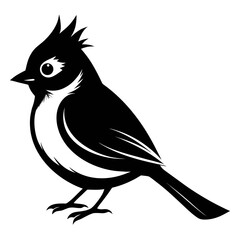 Titmouse vector clean black silhouette design white background 
