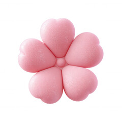 Obraz premium 3d icon heart flower icon blossoming, Pink shaped petals revealing delicate texture against transparent background
