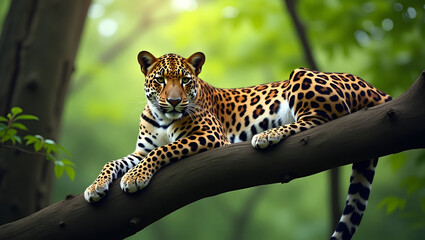 Photo Leopard Sitting Tree 