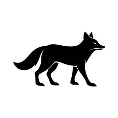Fox walking clean black silhouette vector 