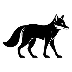 Fox walking clean black silhouette vector 