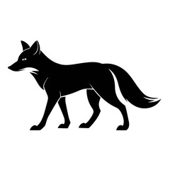 Fox walking clean black silhouette vector 