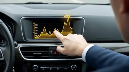 Man touching a graph on a cars display screen - Powered by Adobe