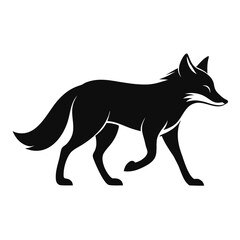 Fox walking clean black silhouette vector 