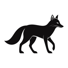 Fox walking clean black silhouette vector 