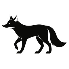 Fox walking clean black silhouette vector 