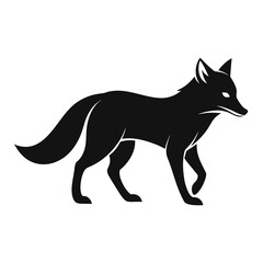 Fox walking clean black silhouette vector 