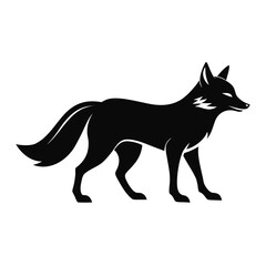 Fox walking clean black silhouette vector 