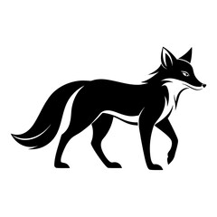 Fox walking clean black silhouette vector 