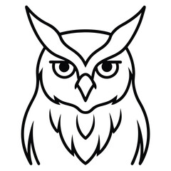 line art of a great horned owl