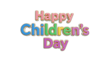 Fototapeta premium Celebrate childhood joy with vibrant, playful Happy Children's Day lettering, perfect for festive greetings and promotions