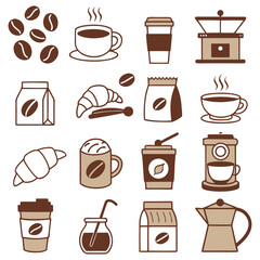 Vector Coffee Elements and Beverages Collection