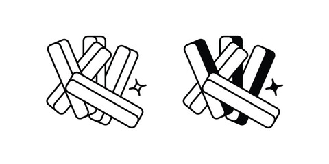 Fries set icon with white background vector stock illustration