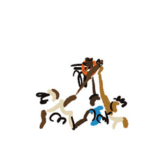 Rough sketch of basketball game, basketball player scores a goal, illustration