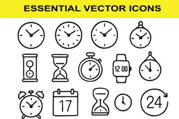 Collection of time related vector icons clock
