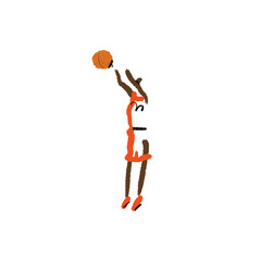 Rough sketch of basketball game, basketball players with ball, illustration