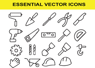 Construction and D I Y Tools Vector Icons Set