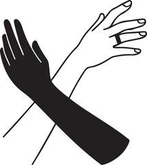 Two arms crossed in black and white on white background