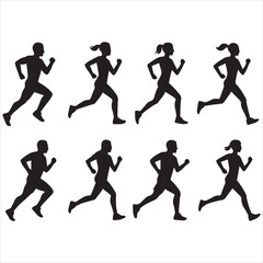 silhouettes of runners