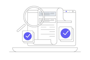 Recruitment job. Online job interview. HR Manager looking for potential job candidates and analyzing CV, applying for job positions, job recruitment process. Flat Cartoon Vector Illustration, icon 