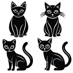 Obraz premium Black Cat Silhouette Vector, Sitting Cat Outline, Pet Animal Icon for Logo, T-Shirt & Sticker Design