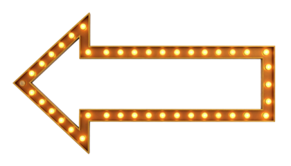 Vintage illuminated arrow sign pointing direction for advertising, promotions and retro designs with classic style