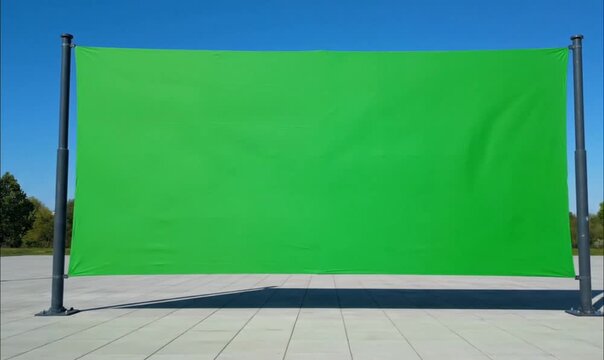 Green Screen Backdrop for Chroma Key Compositing in Outdoor Setting