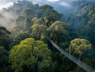 Nyungwe Forest canopy walkway in morning light