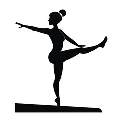 Elegant silhouette of a woman performing a ballet pose on a stage