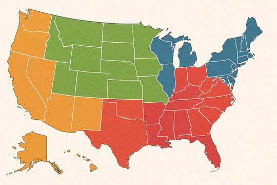 illustration map the northern United States america