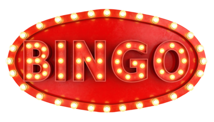Exciting retro bingo sign with glowing marquee lights evokes vintage casino fun and winning moments