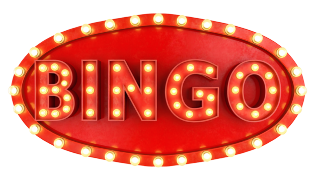 Exciting retro bingo sign with glowing marquee lights evokes vintage casino fun and winning moments
