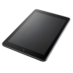 Black tablet mockup isolated on white background ideal for digital content presentation and branding use
