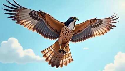 Fototapeta premium Detailed illustration of a bird of prey in flight.